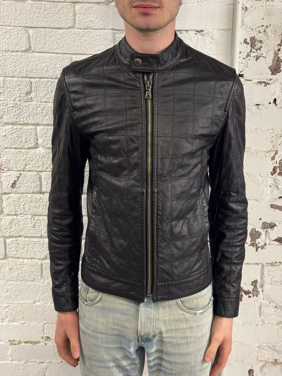 Dolce & Gabbana 2000s Dolce & Gabbana Black Grid Leather Jacket Size US S / EU 44-46 / 1 - 1 Thumbnail