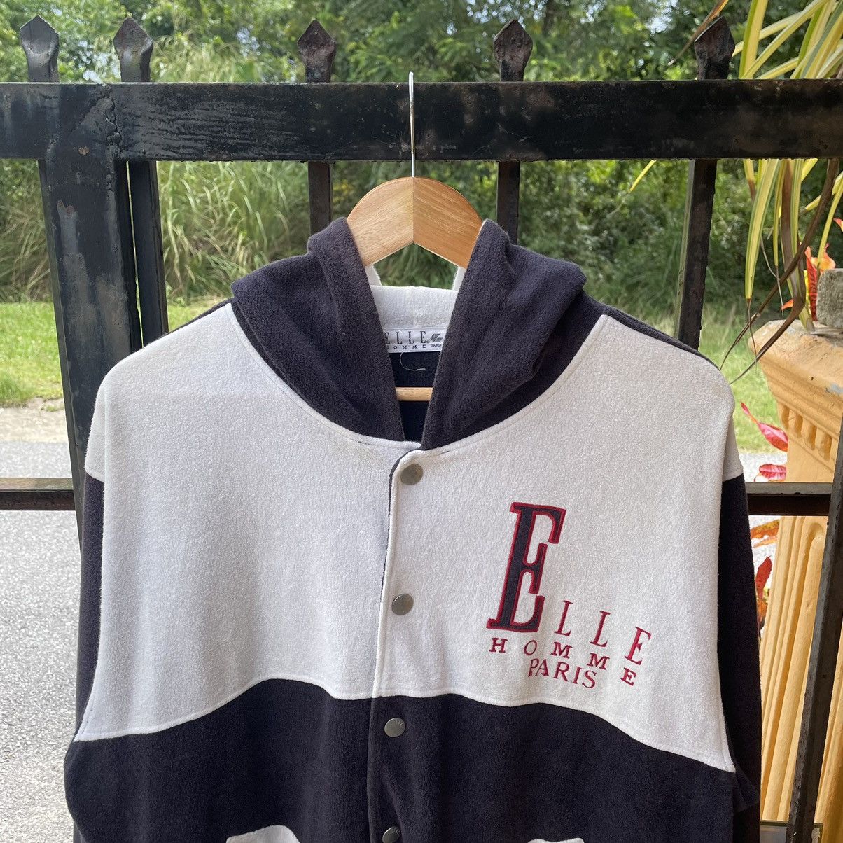 Designer × Vintage 🔥Vintage Elle Homme Hooded Buttons Cardigans Sherpa Jacket Size US L / EU 52-54 / 3 - 3 Thumbnail