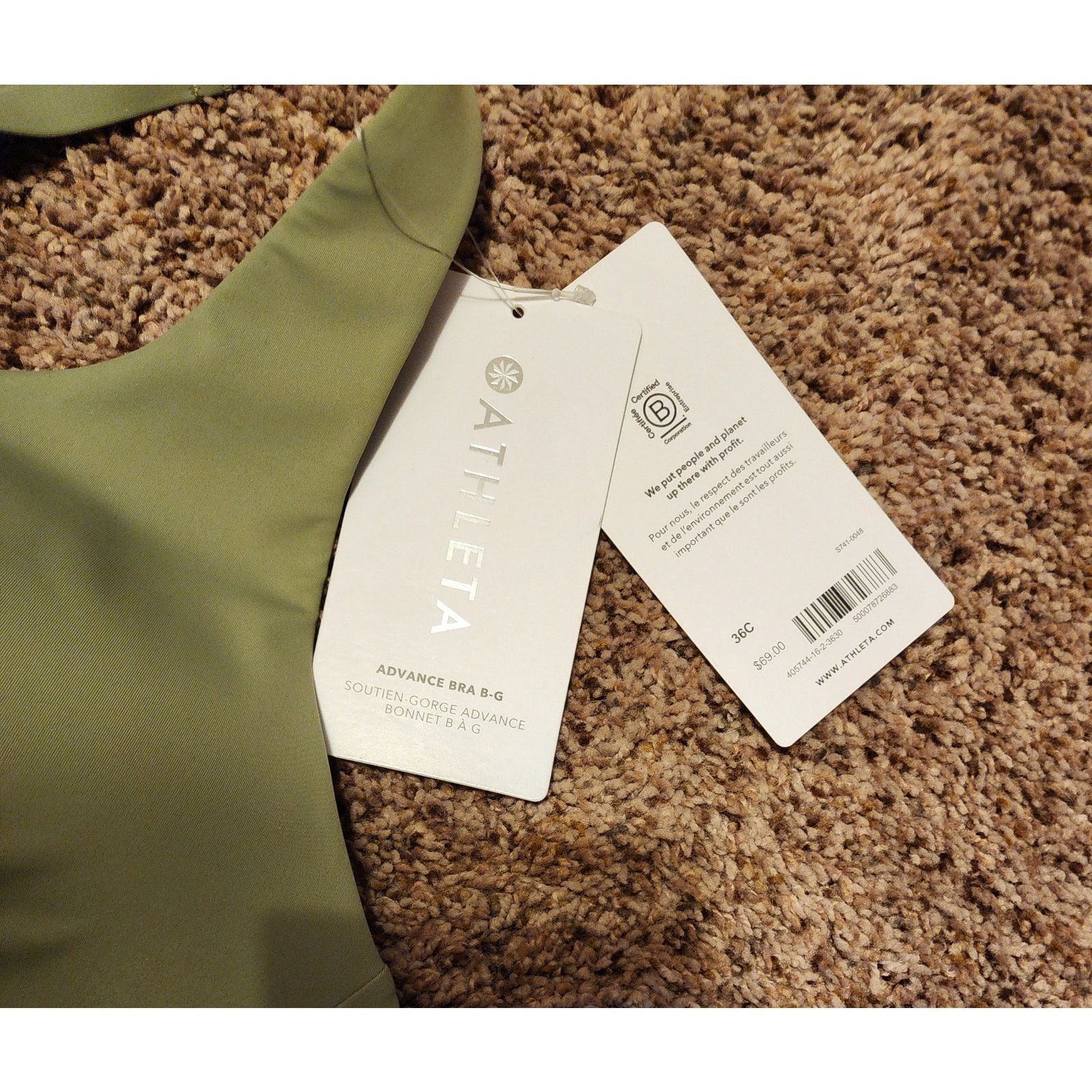Athleta NWT Athleta Advance Sports Bra IN Eucalyptus Green Size 36C Size ONE SIZE - 3 Thumbnail