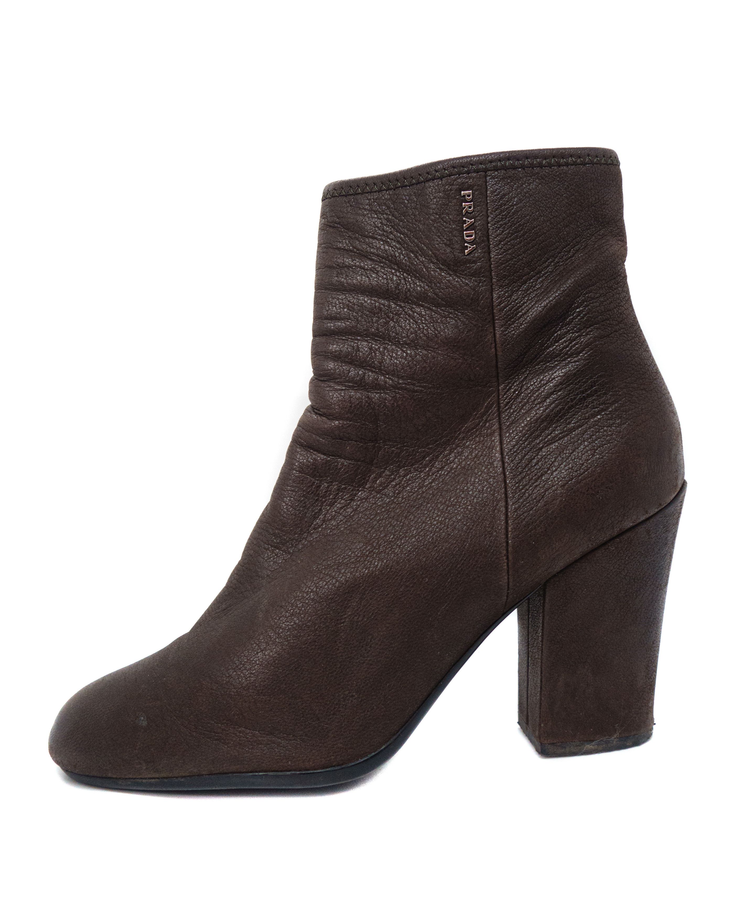 Prada Logo Leather Ankle Toe Boots Size US 8.5 / IT 38.5 - 2 Thumbnail