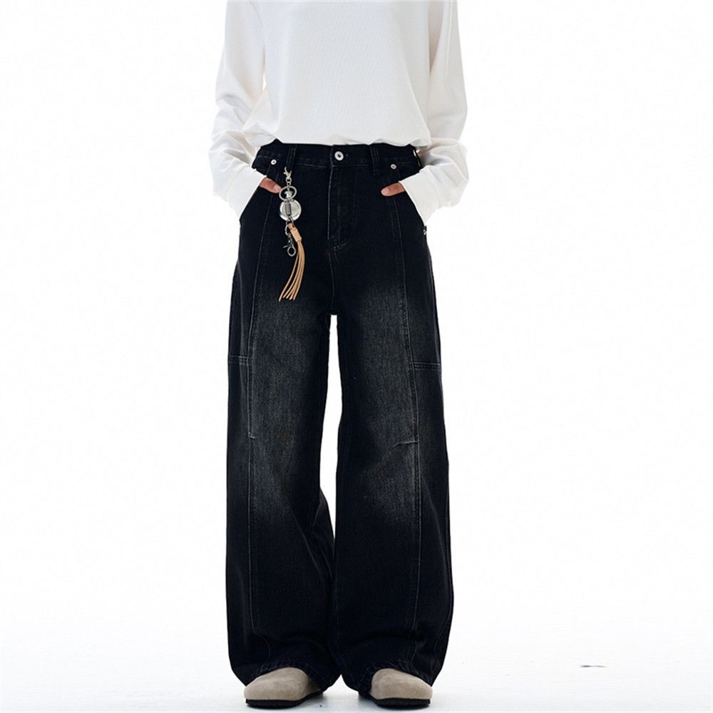 Japanese Brand Retro Men's Washed Casual Straight Leg Wide-Leg Jeans Size US 32 / EU 48 - 1 Thumbnail