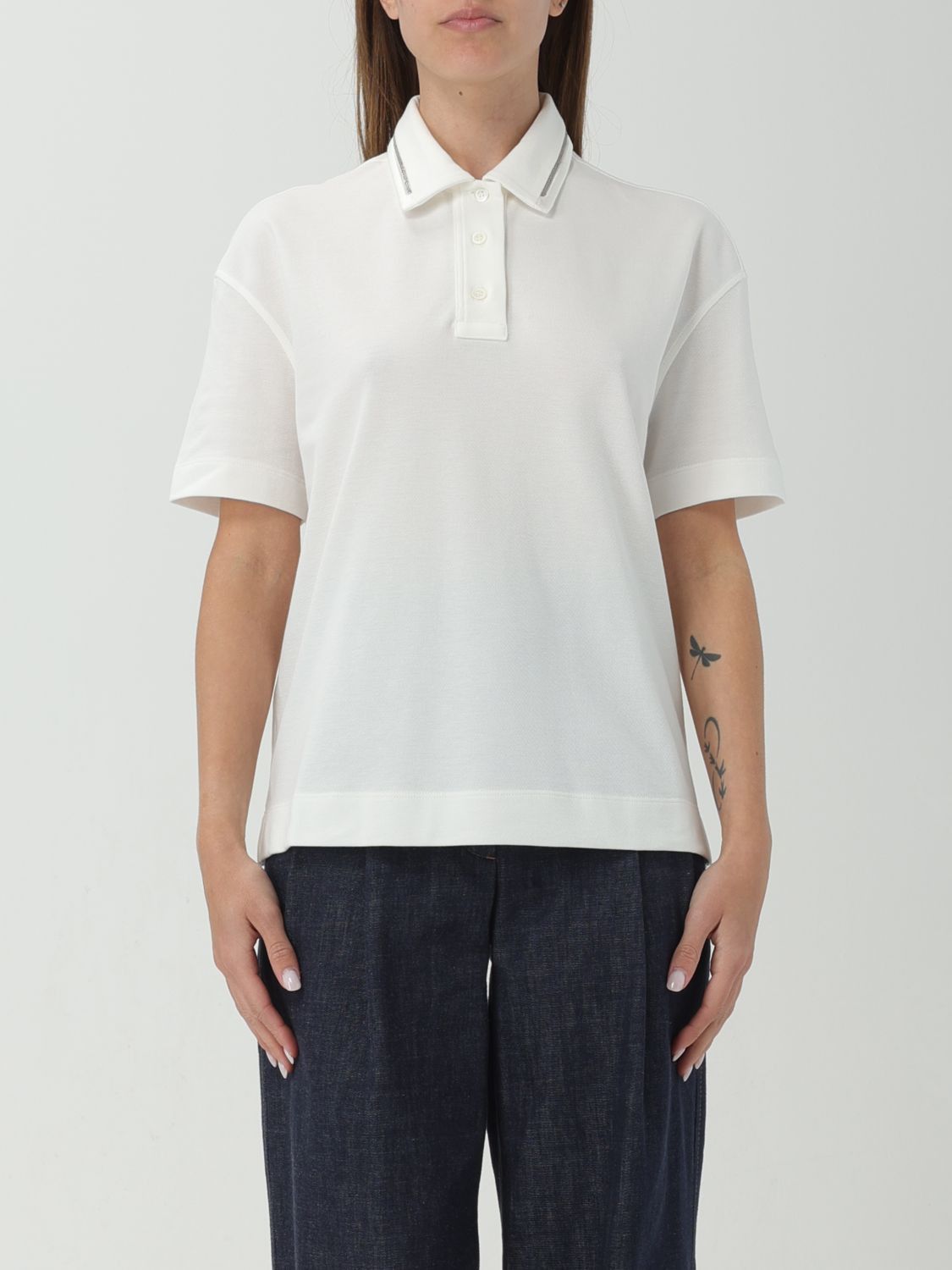 image of Brunello Cucinelli Polo Shirt Woman White, Women's (Size XL)