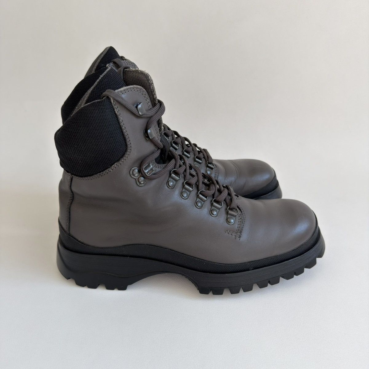 Prada Mid 2000s Gray Leather Combat Boots Size US 9 / EU 42 - 10 Thumbnail