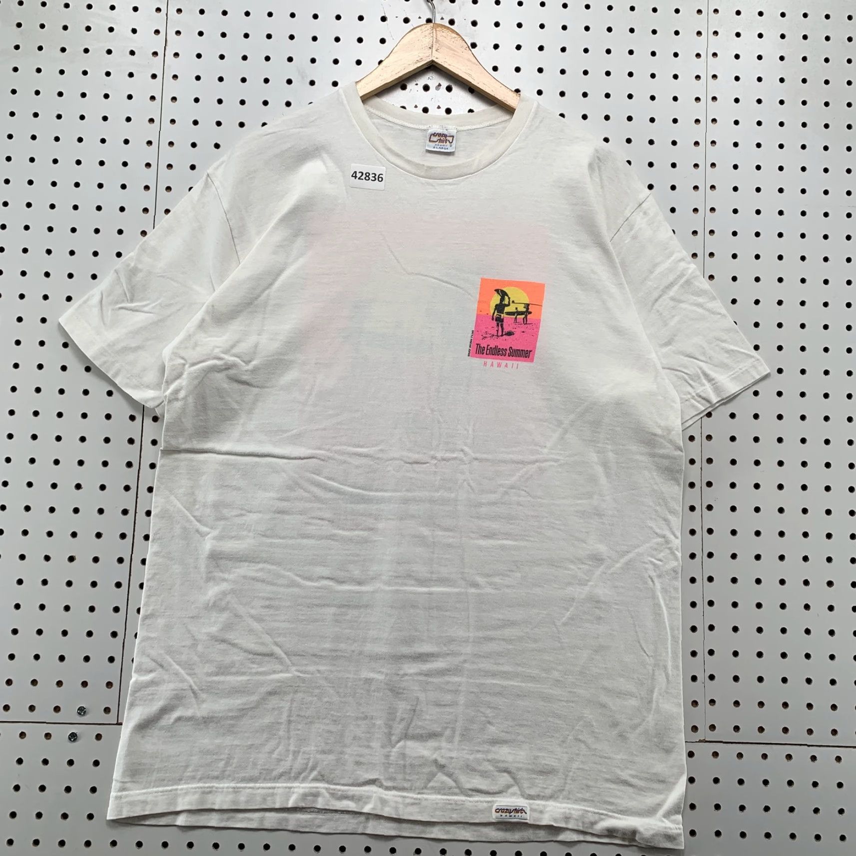 Vintage VINTAGE Crazy Shirts The Endless Summer Hawaii T-Shirt Short Sleeve XL White 90s Mens Size US XL / EU 56 / 4 - 2 Thumbnail
