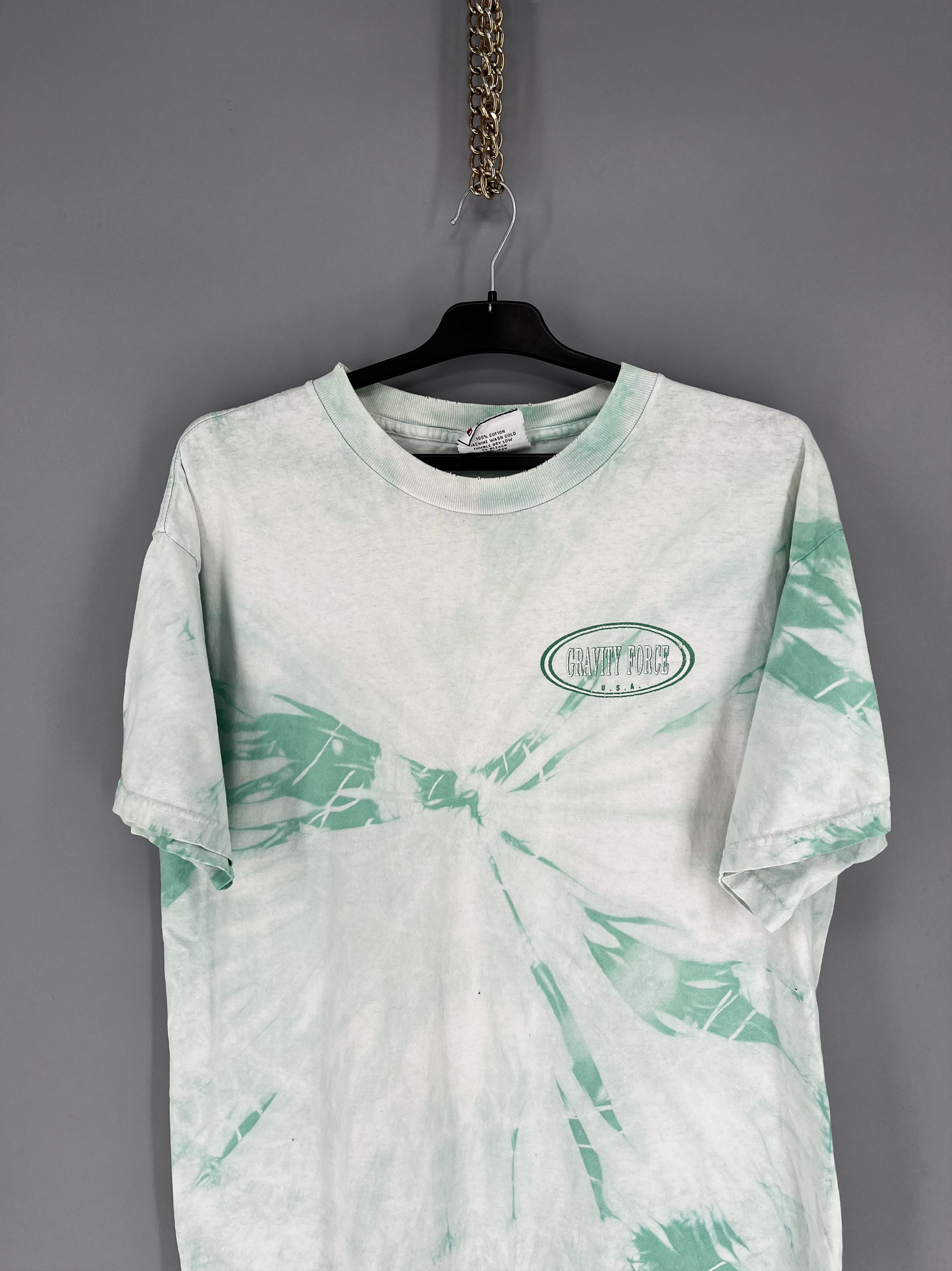 Vintage Vintage 90s Gravity Force Big Logo Full Print Tie-Dye Shirt Size US L / EU 52-54 / 3 - 6 Thumbnail