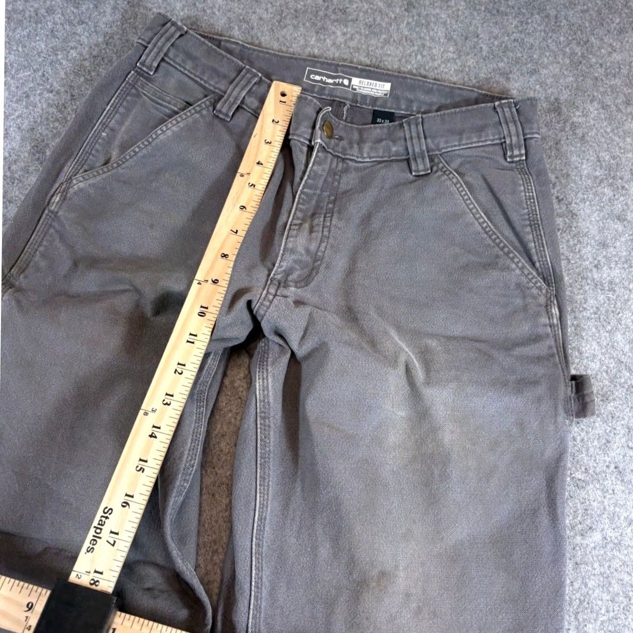 Carhartt VINTAGE Carhartt Relaxed Carpenter Pants Mens 33x34 Gray Baggy Thermal Workwear Outdoor Mens Size US 33 - 8 Thumbnail