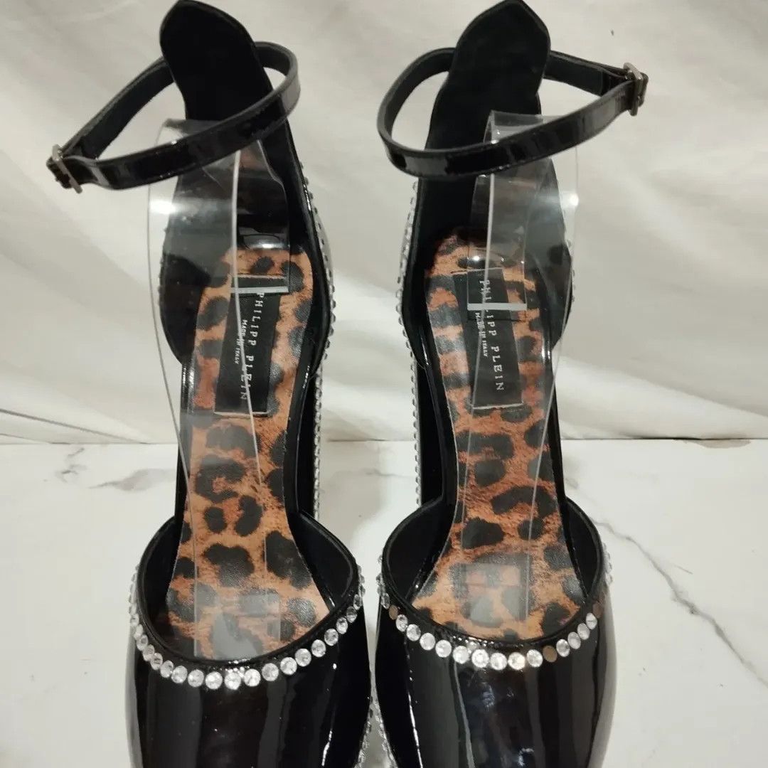 Philipp Plein Philipp Plein 120mm Cryst-Embelished Black Platform Hi-Heels Size US 8 / IT 38 - 3 Thumbnail
