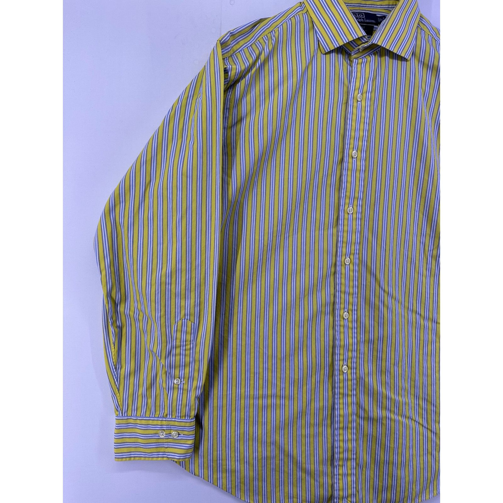 Polo Ralph Lauren Polo Ralph Lauren Yellow Blue Striped Shirt Size 17/34 Size US XL / EU 56 / 4 - 3 Thumbnail