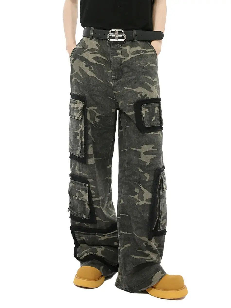 Japanese Brand Retro loose pocket camouflage straight leg jeans Size US 32 / EU 48 - 6 Thumbnail