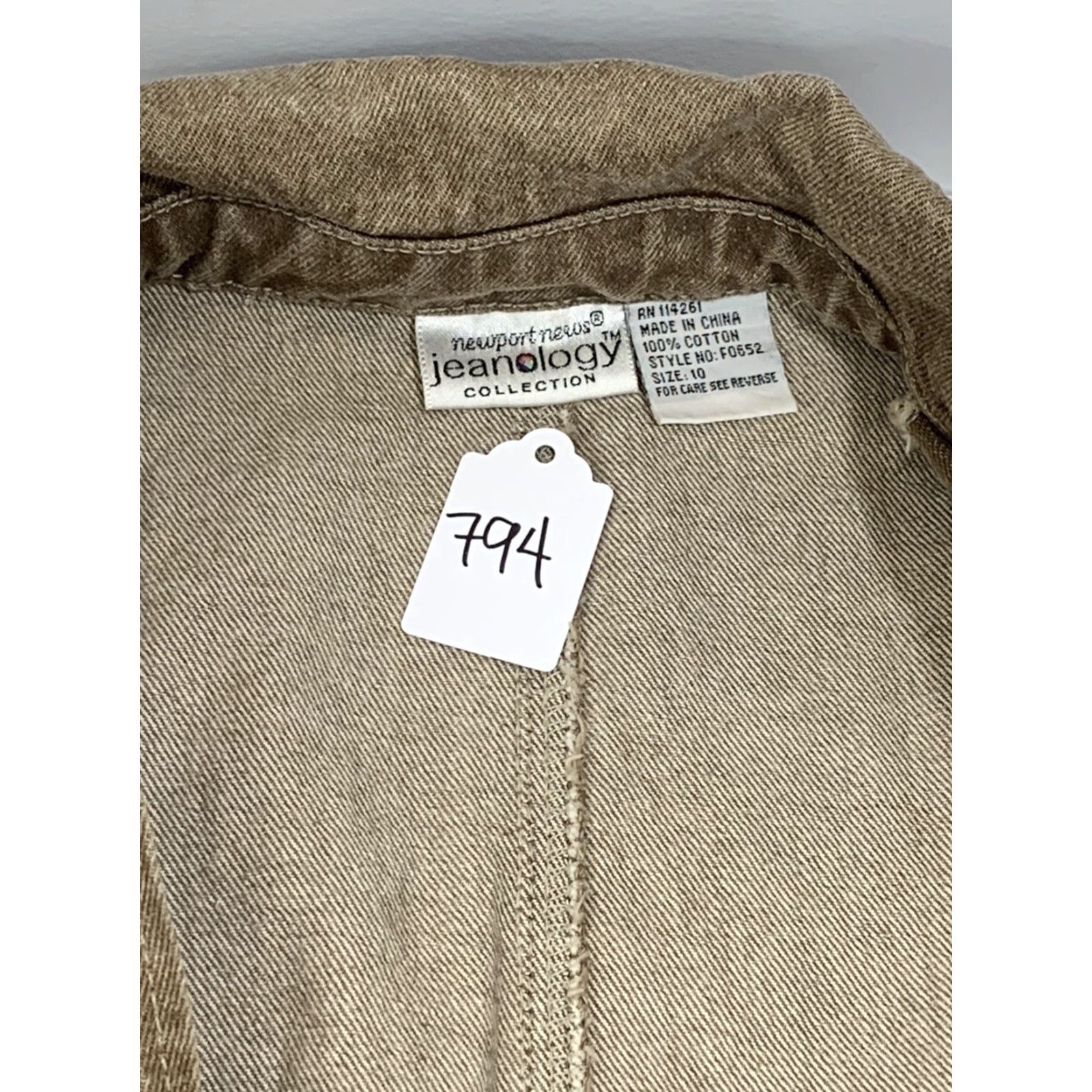 Denime VINTAGE Jeanology Denim Jacket Beige Size 10 Women Jacket Pea Coat Fall Winter Spring Denim Cotton Beige Button Regular Size 32" / US 10 / IT 46 - 3 Thumbnail