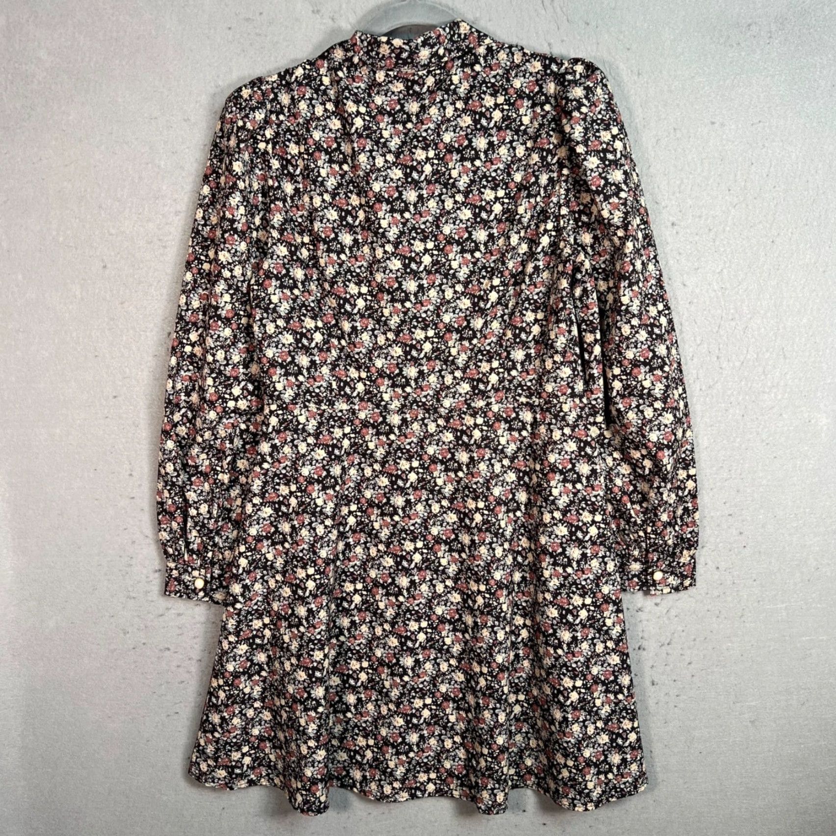 Oak + Fort Oak + Fort Womens Medium Floral Long Sleeve Dress Black Polyester Size M / US 6-8 / IT 42-44 - 2 Thumbnail