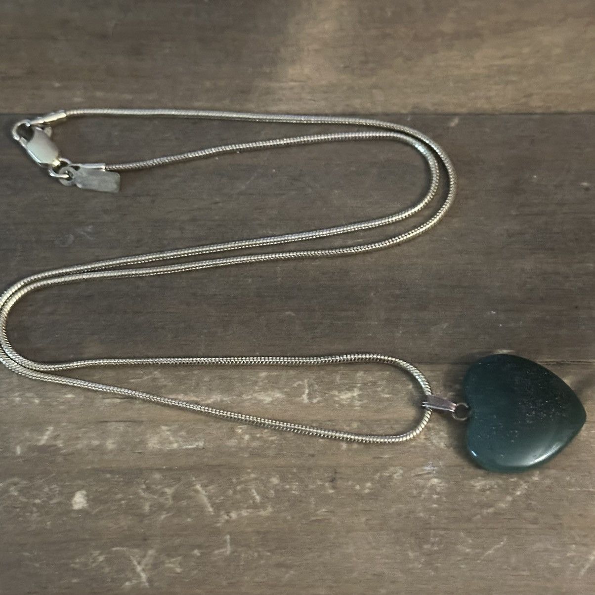 Other 24KGB snake chain Jade heart pendant necklace Size ONE SIZE - 2 Thumbnail