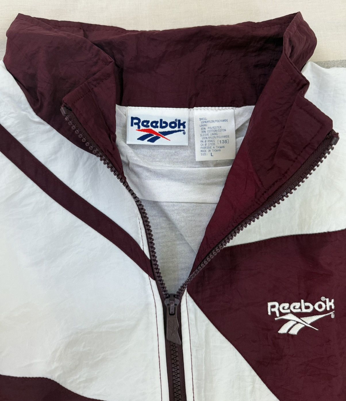 Reebok Vintage 1990s Reebok Warmup Full Tracksuit Maroon Size L Size US L / EU 52-54 / 3 - 7 Thumbnail