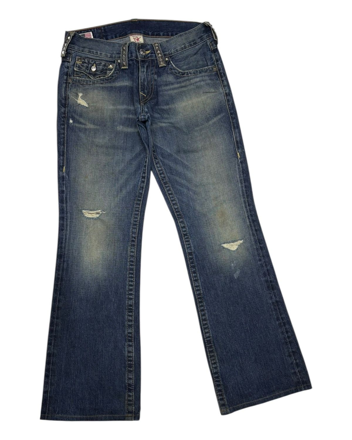 Hysteric Glamour × Le Grande Bleu (L.G.B.) × True Religion TRUE RELIGION METAL STUDDED FLARE JEANS BOOTCUT BILLY Size US 32 / EU 48 - 3 Thumbnail
