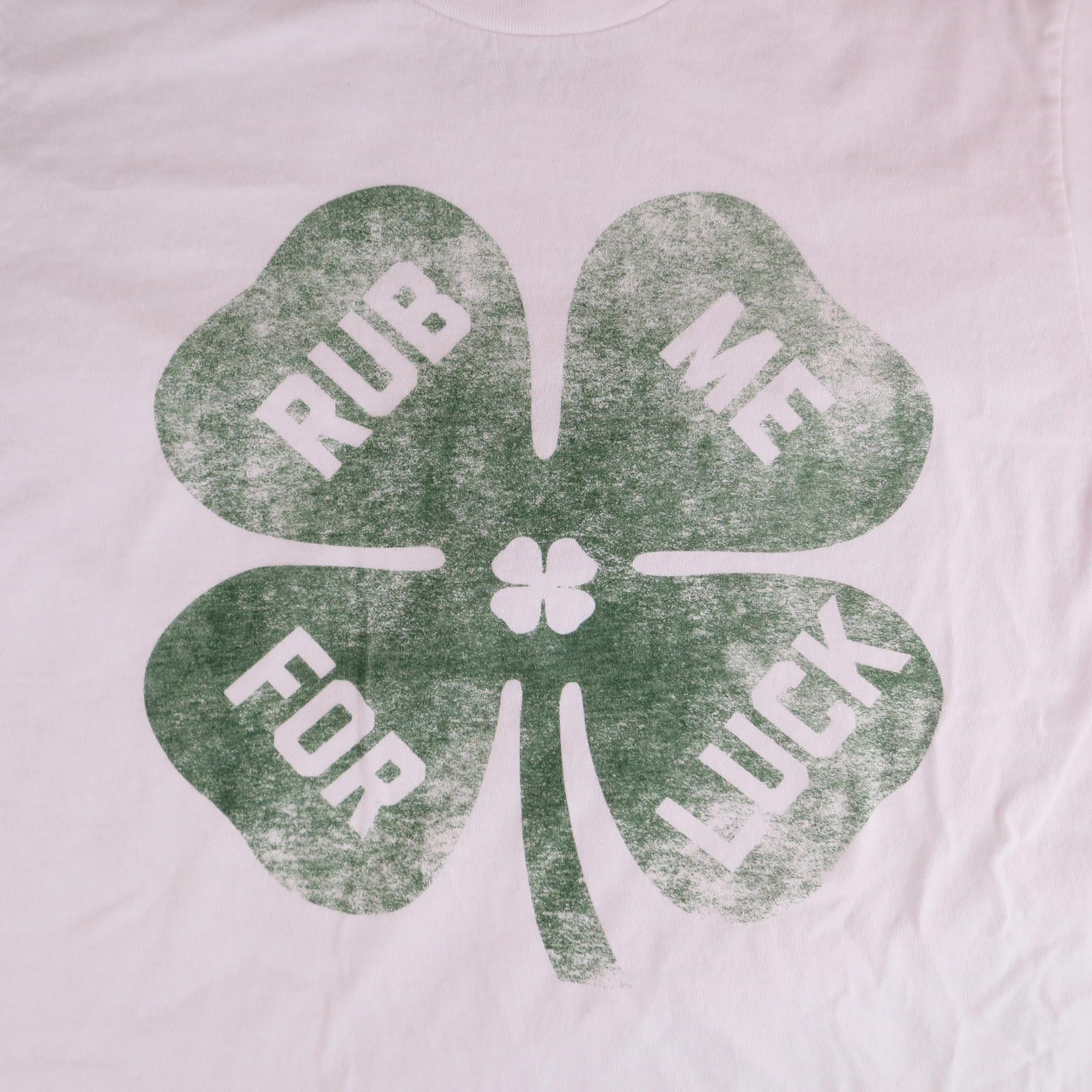 Other White T-Shirt with Green Four-Leaf Clover Print Men's Small Size US S / EU 44-46 / 1 - 2 Thumbnail