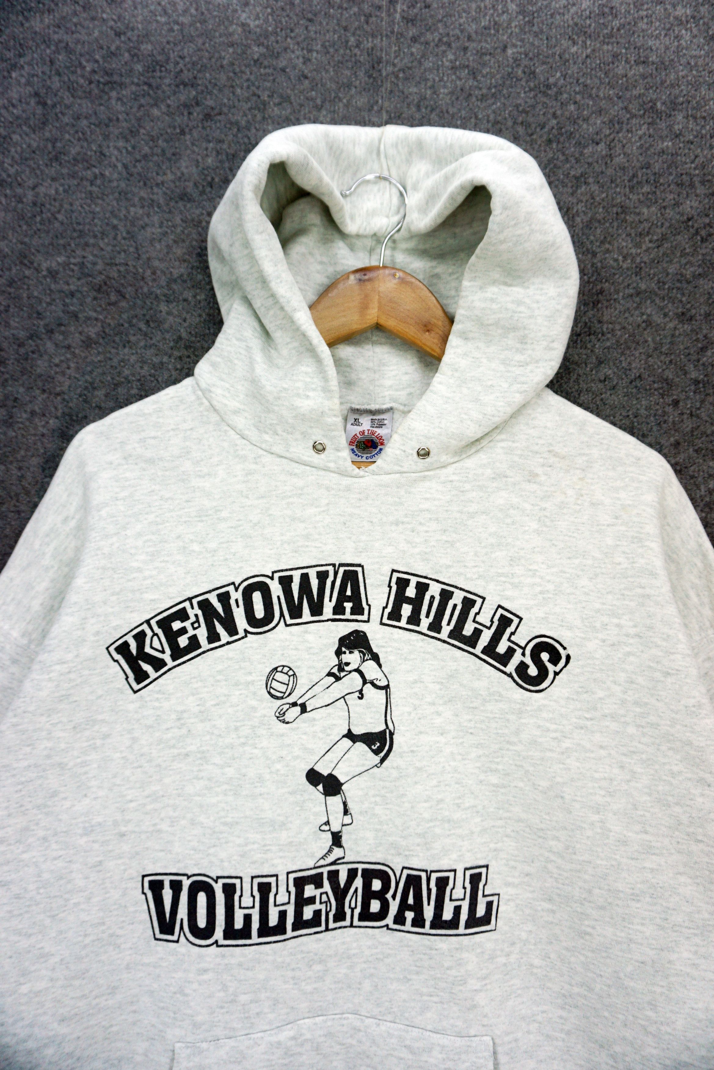 Fruit Of The Loom Vintage Kenowa Hills Volleyball Hoodie Heavy Cotton USA Size US XL / EU 56 / 4 - 3 Thumbnail