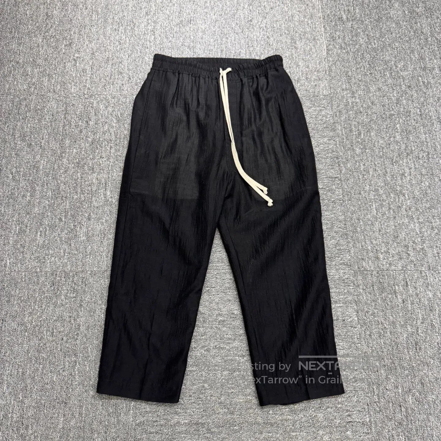 Rick Owens Black Cropped Drawstring Pants Size 32. Size US 32 / EU 48 - 1 Thumbnail