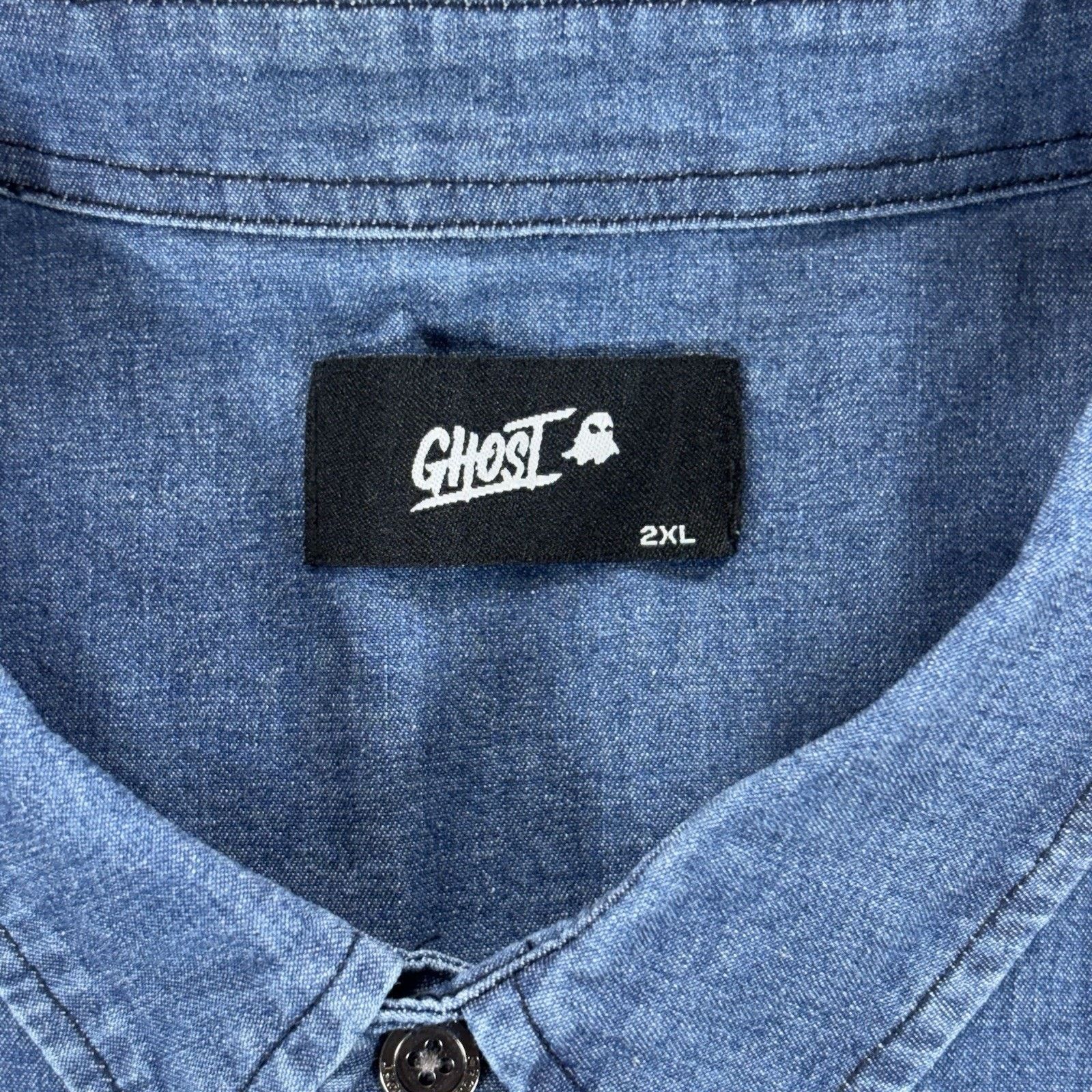 Other Ghost Lifestyle Long Sleeve Blue Denim Button Shirt Mens XXL Size US XXL / EU 58 / 5 - 3 Thumbnail