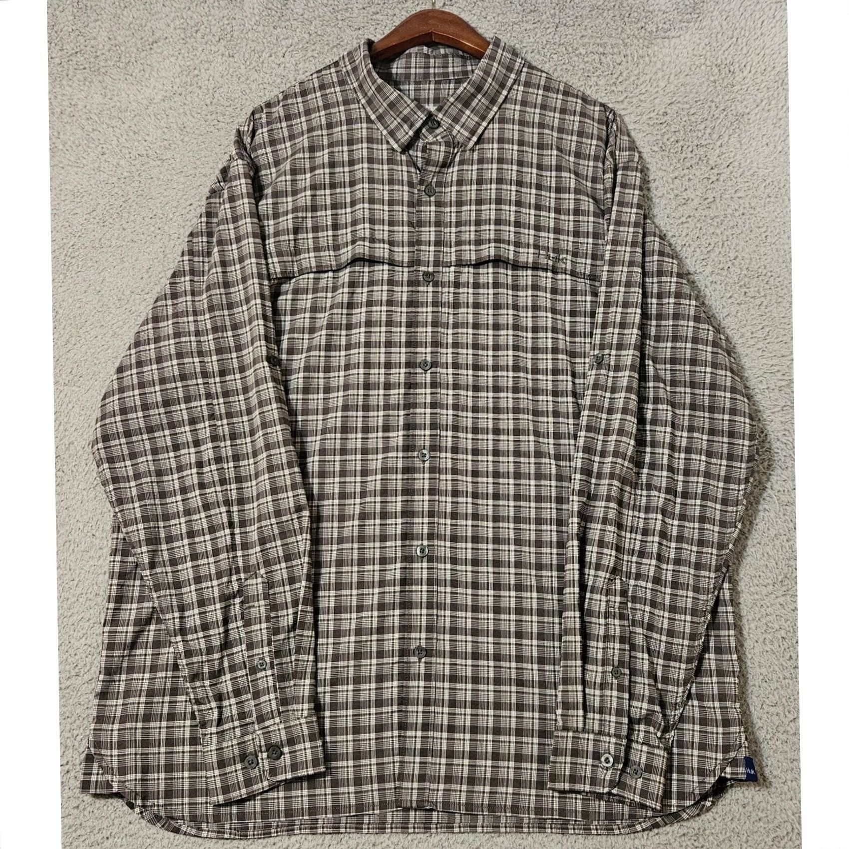 Vintage Huk Mens Iron Brown Lightweight Vented Performance LS Fishing Shirt XL Brown Plaid Long Sleeve Mens XL Size US XL / EU 56 / 4 - 2 Thumbnail