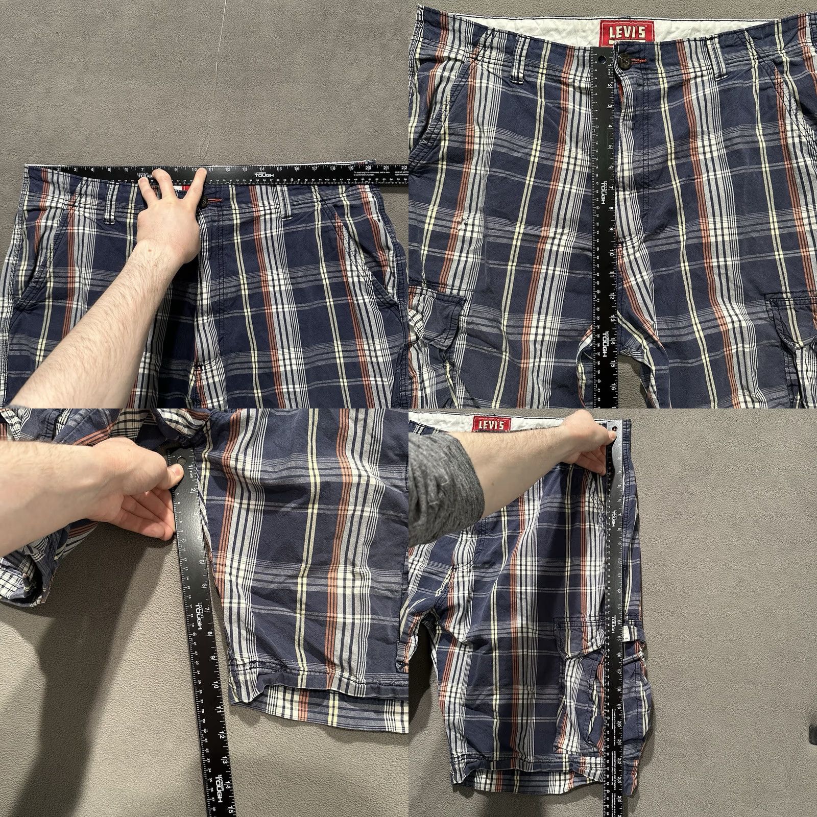 Levi's Levi's Shorts Cargo Plaid Blue Relaxed Men 40 Inseam 11" Rise 14" Front Flat Pocket Logo Outdoor Hip Hop Casual Size US 40 / EU 56 - 8 Thumbnail