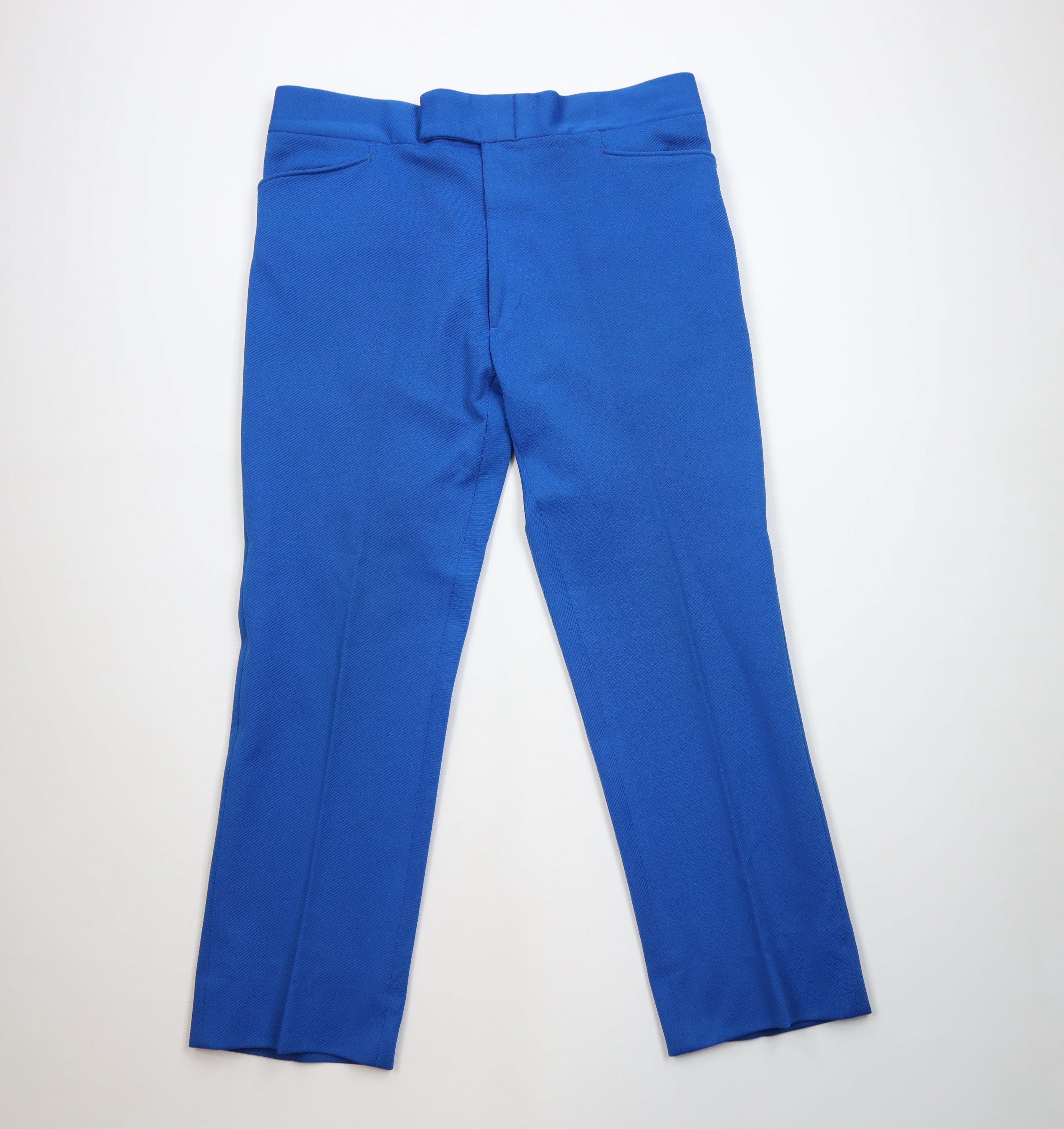 Vintage 70s Streetwear Wide Leg Chino Pants Royal Blue USA