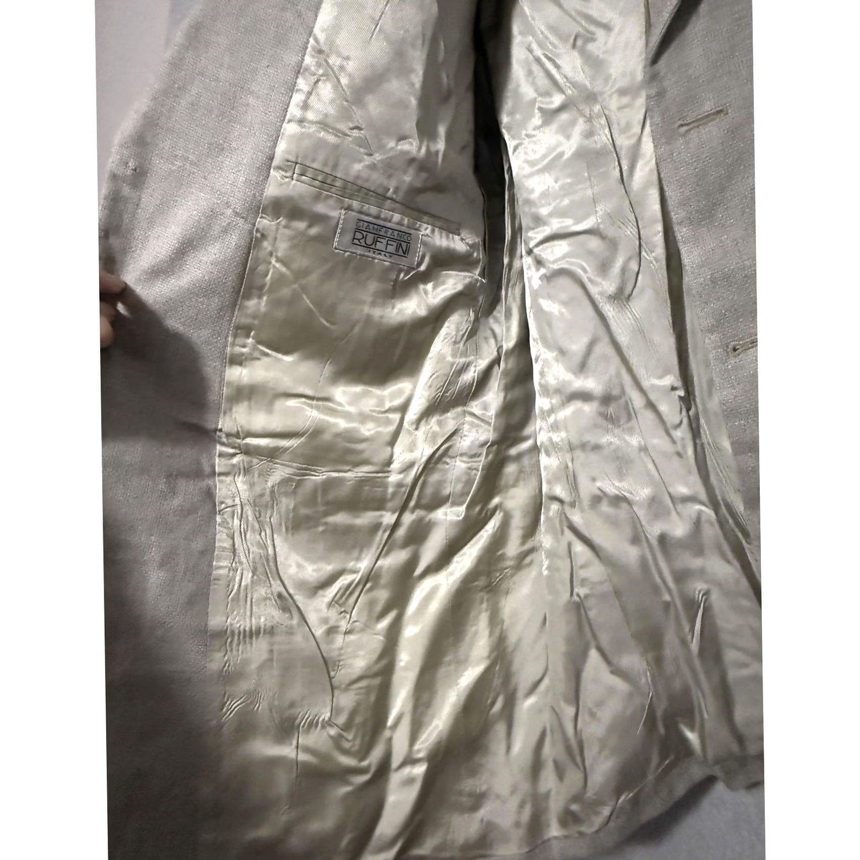 Vintage Gianfranco Ruffini Blazer Sport Coat Mens 48 Beige Silk Wool 3 Button Jacket Size 48R - 6 Thumbnail