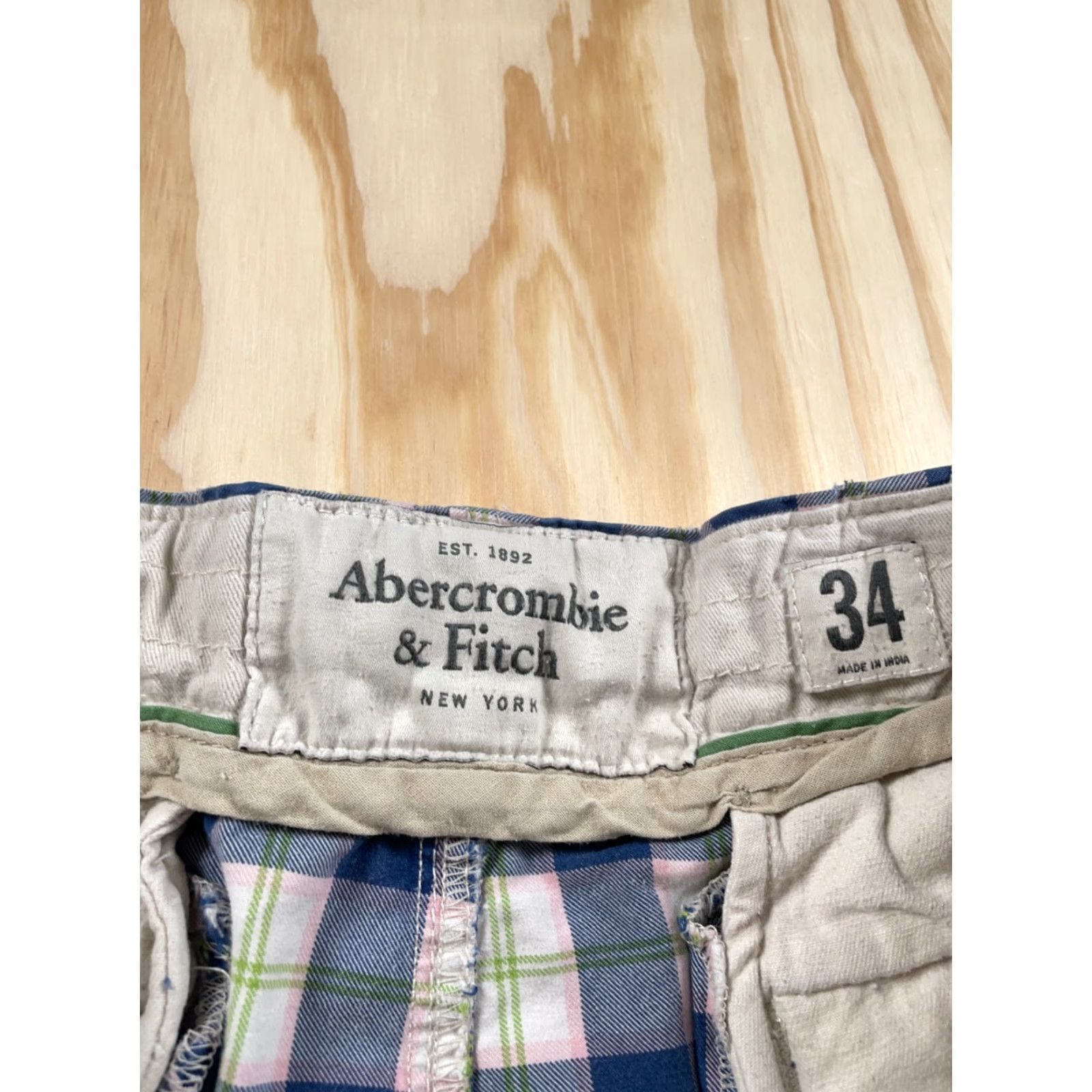 Abercrombie & Fitch VINTAGE Abercrombie & Fitch Plaid Shorts Men 34 9" Inseam Blue Pink Drawstring Flat Front Chino Casual 90s Mens Size US 36 / EU 52 - 3 Thumbnail