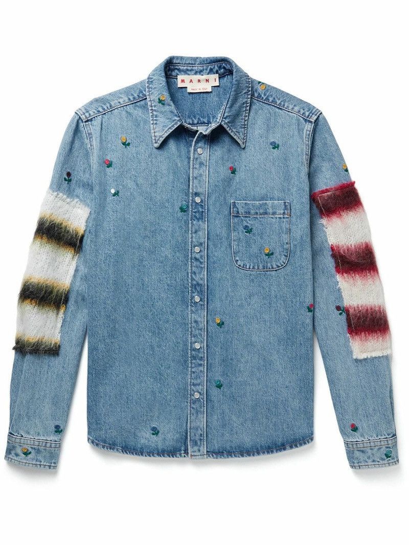 Marni 🔥$1.1K VALUE🔥Marni Mohair Blend Embroidered Denim Jacket Size US XS / EU 42 / 0 - 1 Thumbnail