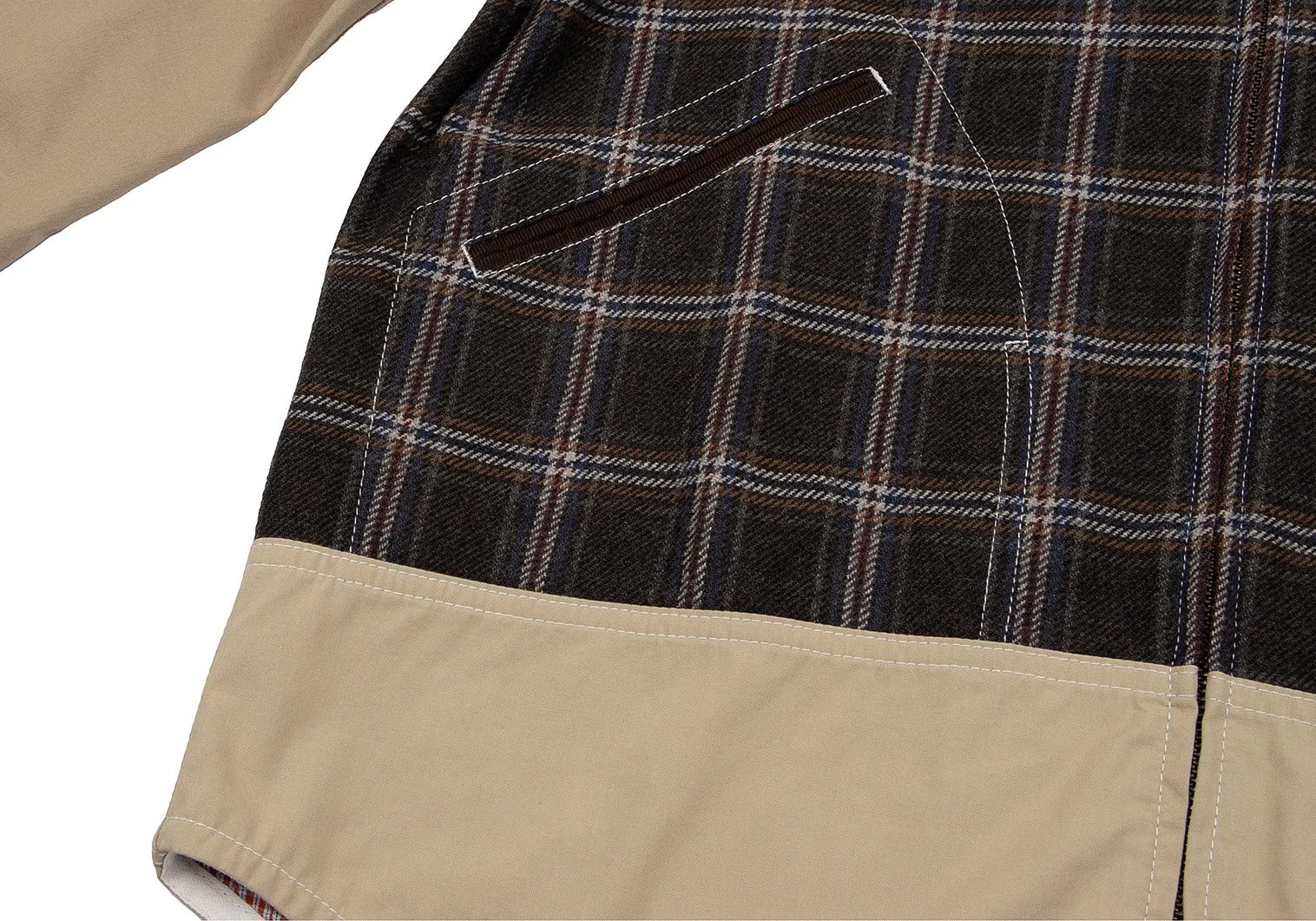Junya Watanabe Checkered Corduroy Patchwork Zip Jacket in Brown Beige L Size US L / EU 52-54 / 3 - 11 Thumbnail