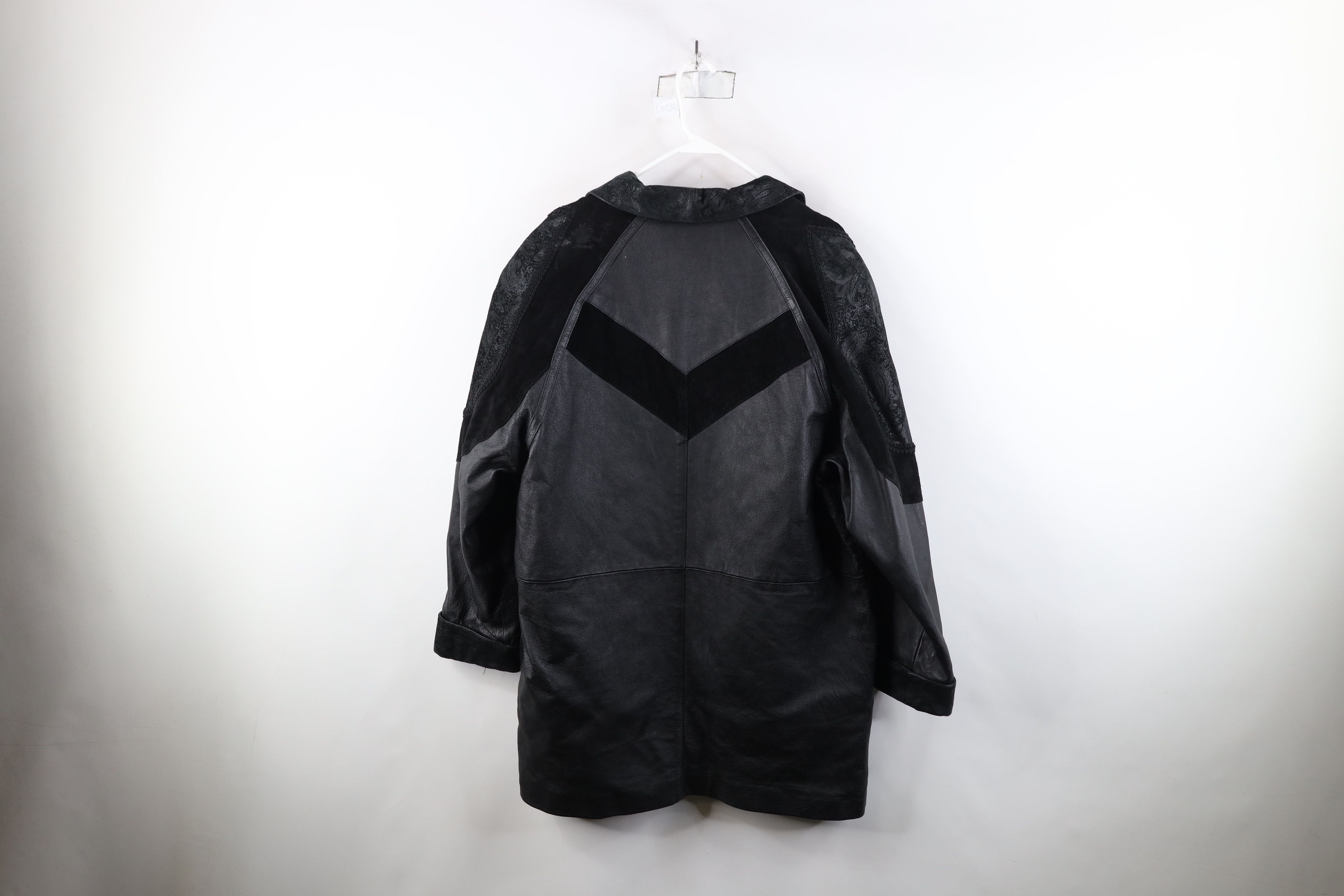Vintage Vintage 90s Streetwear Gothic Paisley Leather Coat Jacket Size L / US 10 / IT 46 - 11 Thumbnail