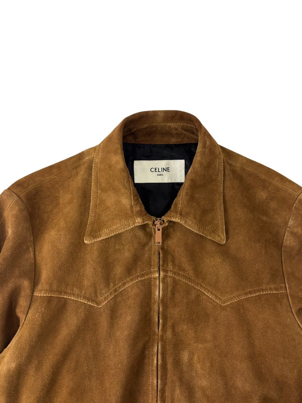Celine × Hedi Slimane S/S 2019 Sample Goat Suede Leather Jacket (SS19, Western) Size US S / EU 44-46 / 1 - 3 Thumbnail