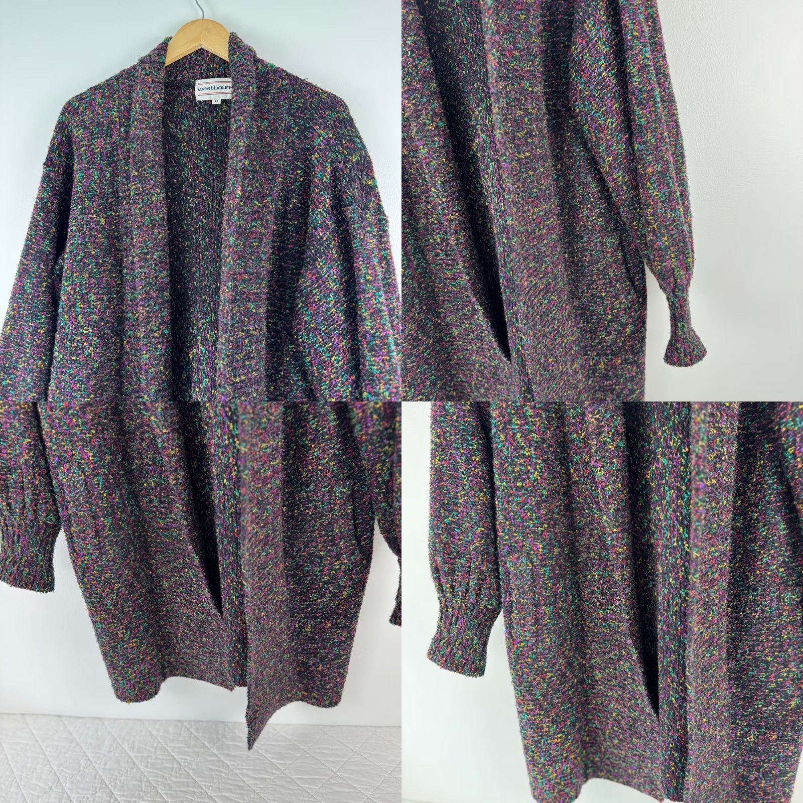 Vintage VINTAGE Westbound 80s Rainbow Confetti Knit Sweater Coat Black M Size M / US 6-8 / IT 42-44 - 8 Thumbnail