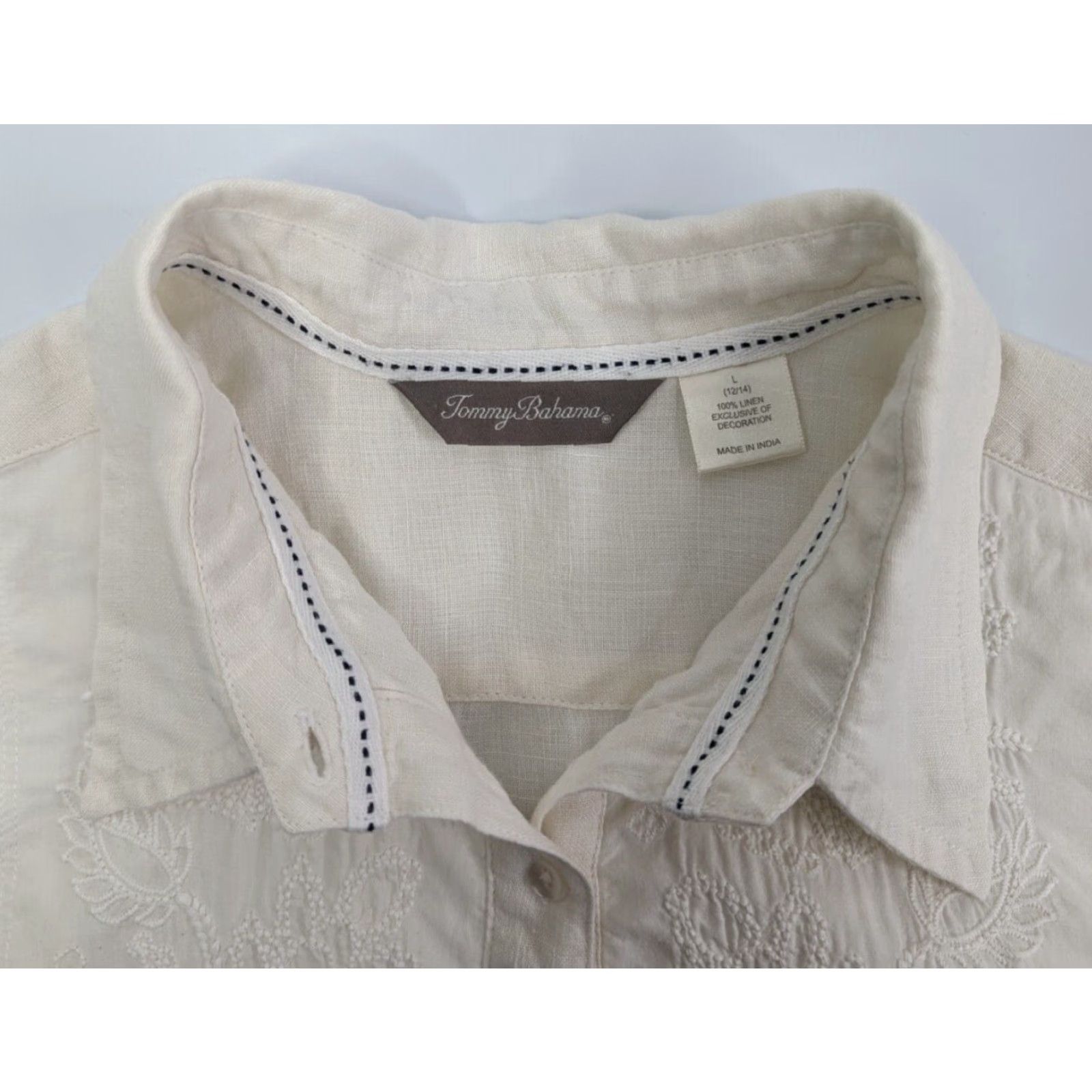 Tommy Bahama Tommy Bahama Shirt Women’s Size L Beige Linen Button-Up Long Sleeve Details Size L / US 10 / IT 46 - 7 Thumbnail