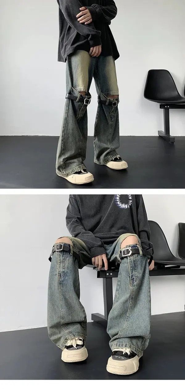 Jean Belt Hollow Flare Jeans Size US 33 - 3 Thumbnail
