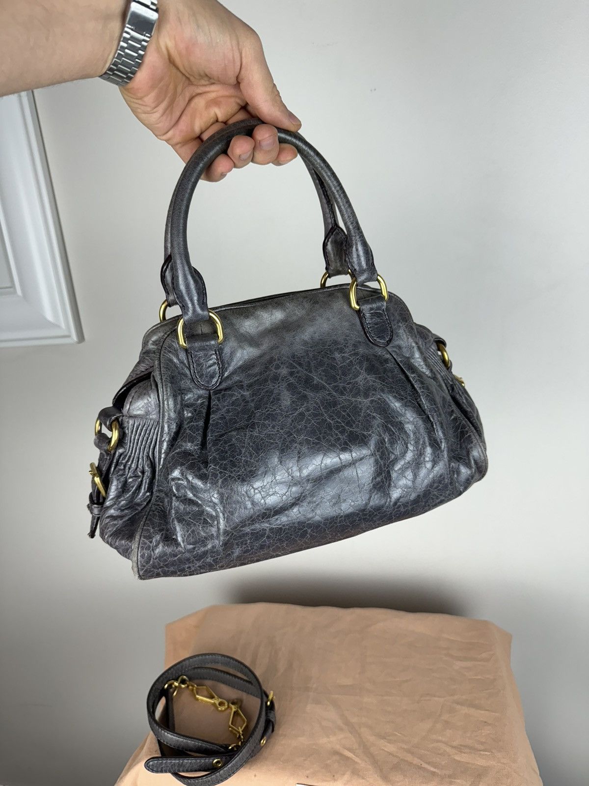 Leather × Miu Miu Leather bag Miu Miu y2k original casual luxury item Size ONE SIZE - 3 Thumbnail