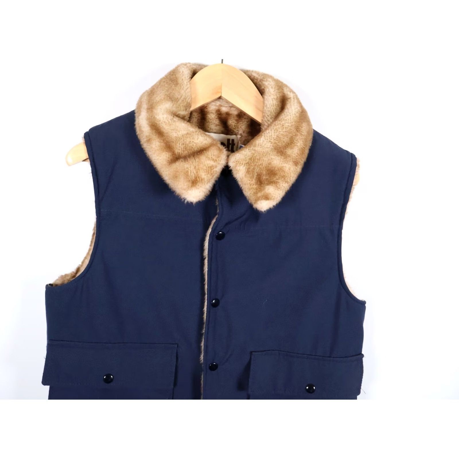 Schott VINTAGE Schott NYC Vest Men’s Large Dark Blue Faux Fur Lined Snap Button VTG Shirt Category: Vest Ladies? Size US L / EU 52-54 / 3 - 4 Thumbnail