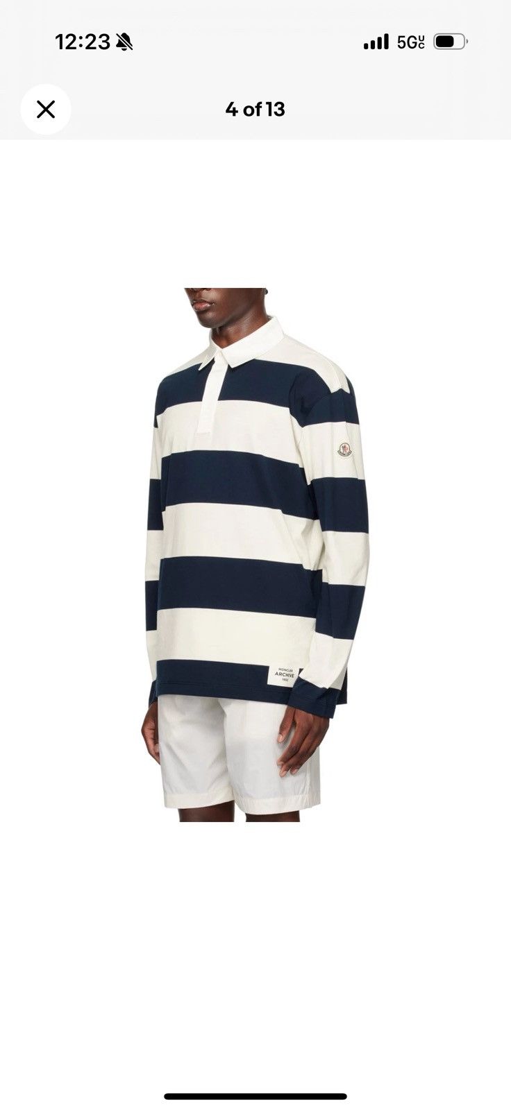Moncler Moncler White & Navy Long Sleeve Rugby Shirt Size XL NWT Size US XL / EU 56 / 4 - 4 Thumbnail
