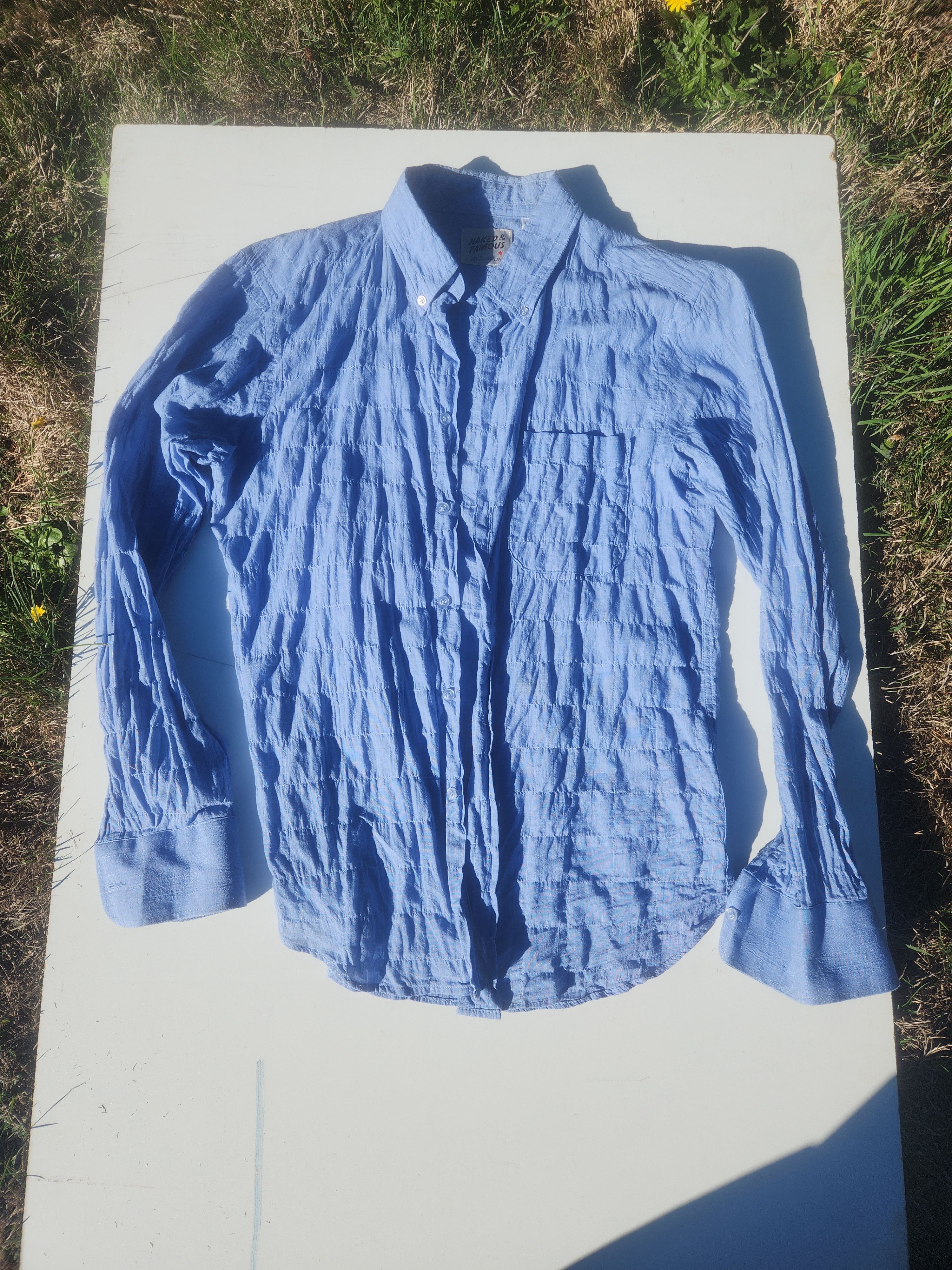 Naked & Famous Windowpane Lightweight Regular Shirt Blue Size US M / EU 48-50 / 2 - 1 Thumbnail
