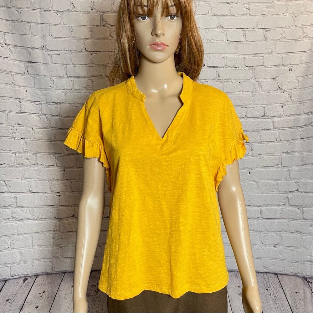 Other NWT New Velvet Heart Verdine V-Neck Ruffle Sleeve Yellow Te Size M / US 6-8 / IT 42-44 - 1 Thumbnail
