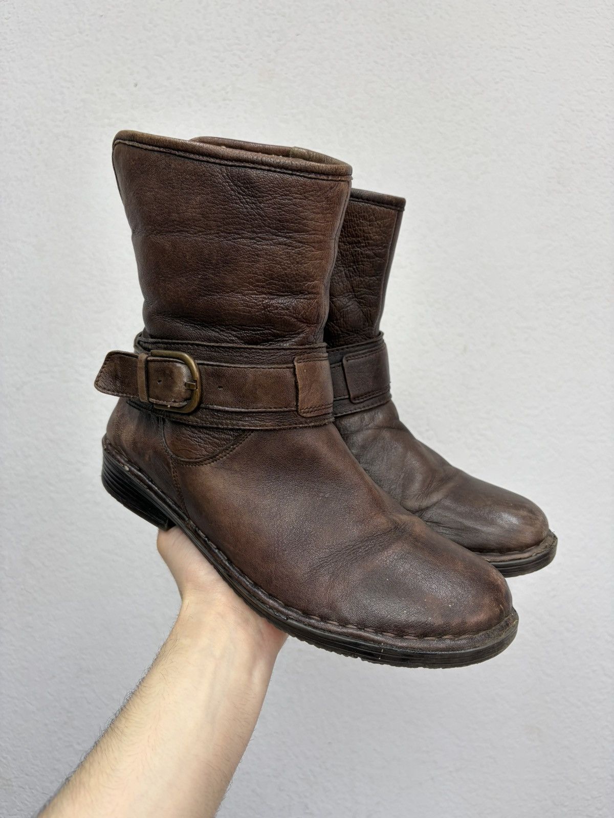 A.S.98 Vintage Like Maison Margiela Belted Leather Biker Boots 00s Size US 8 / EU 41 - 2 Thumbnail