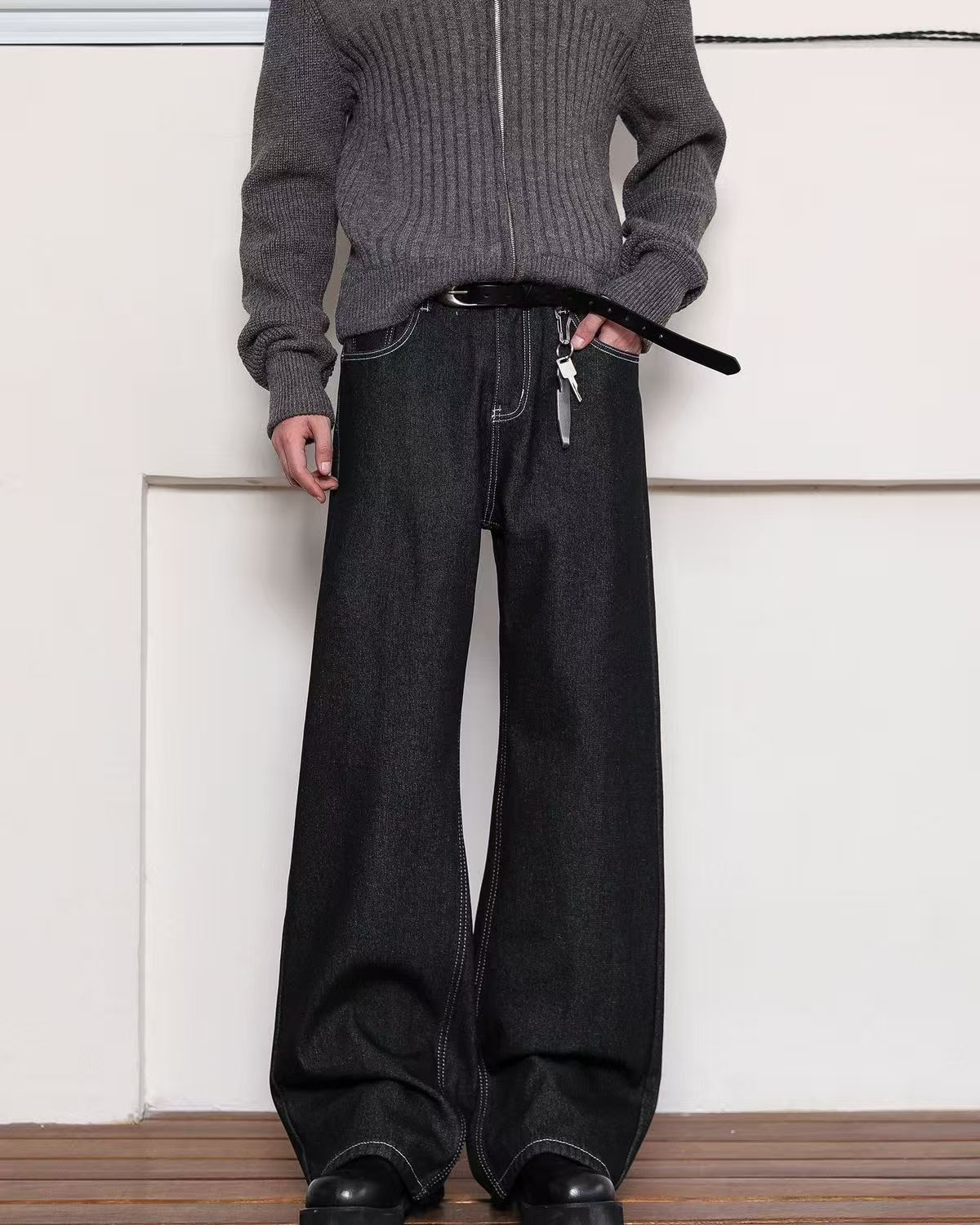 Japanese Brand × Jean Black street retro classic straight jeans y2k Size US 32 / EU 48 - 1 Thumbnail