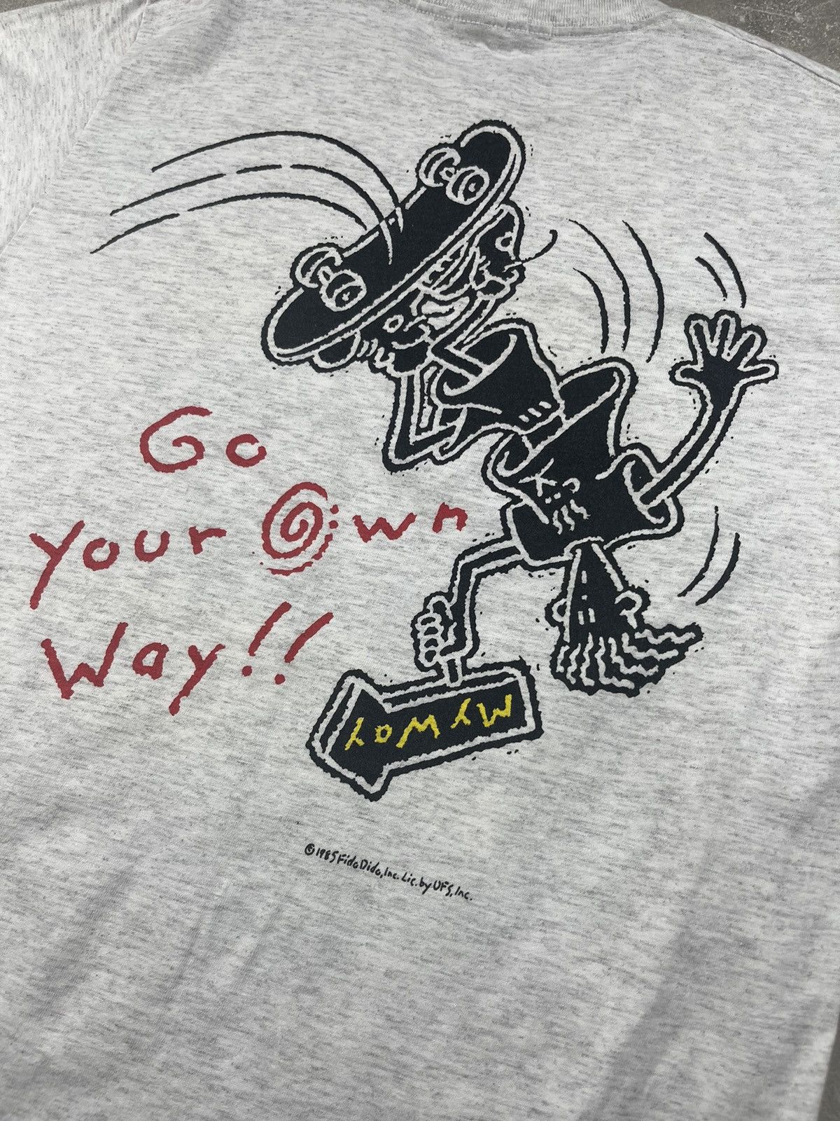 Vintage Vintage 80s Skate Back Logo "My Way" Gray Tee Size US M / EU 48-50 / 2 - 5 Thumbnail