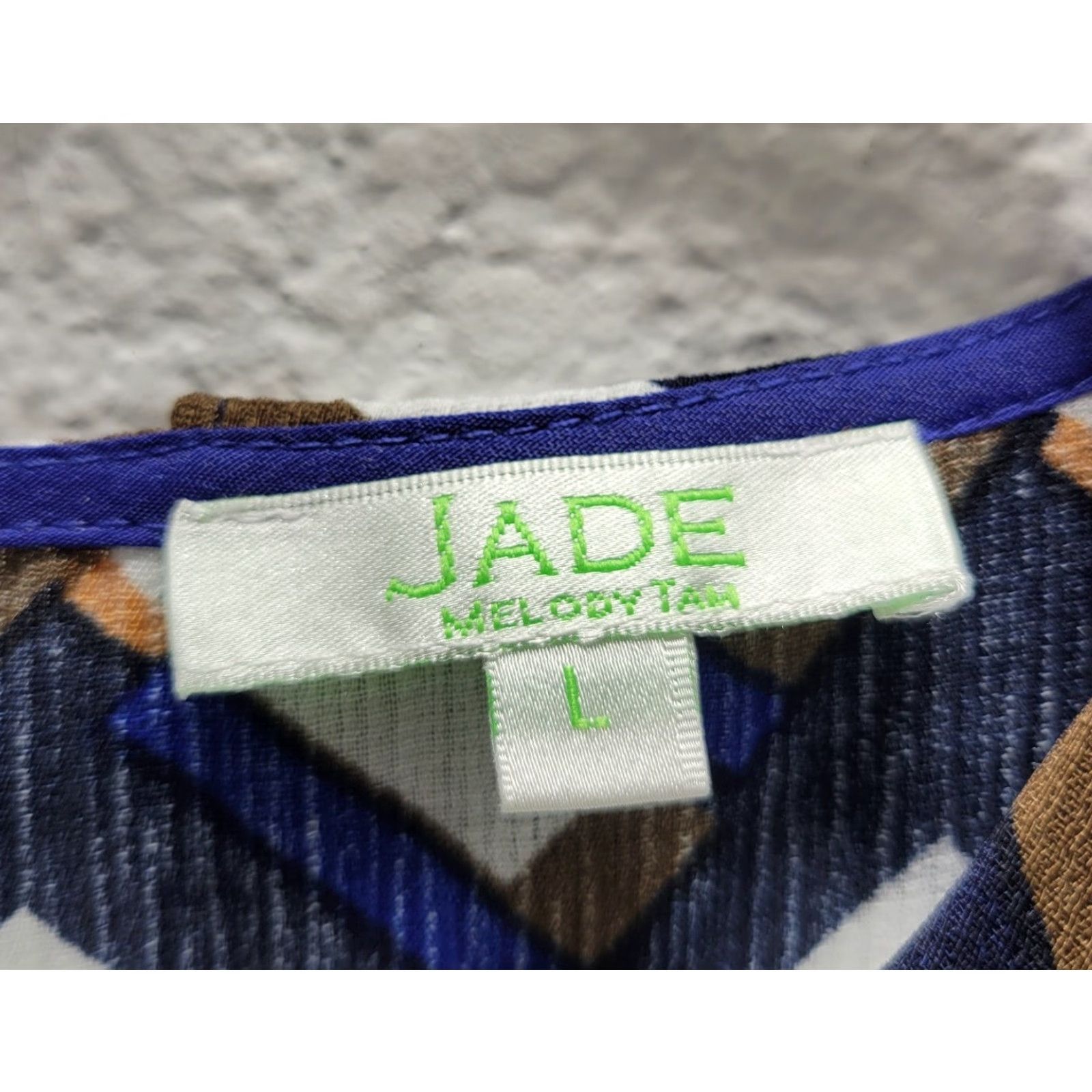 Vintage Jade Melody Tam Blouse Geometric Top Sleeveless Blue Beige NWT L Womens Casual Shirt Size L / US 10 / IT 46 - 3 Thumbnail
