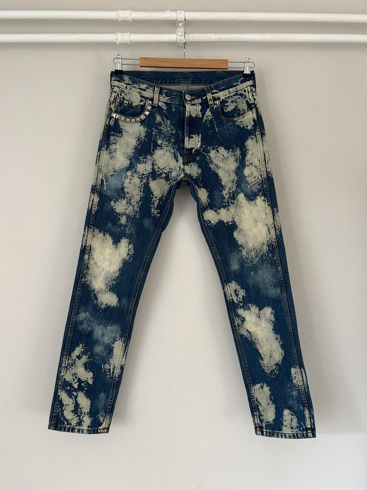 image of Gucci Bleached Punk Denim Jeans in Blue, Men's (Size 30)