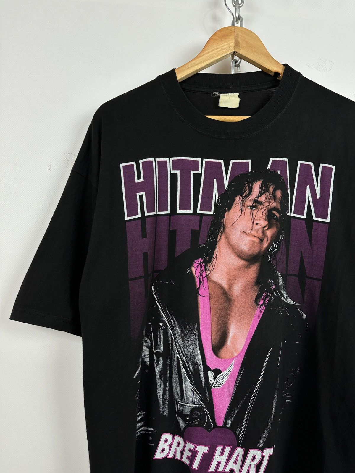 Vintage 1993 Vintage Bret Hart Hitman WWE T-Shirt Size US L / EU 52-54 / 3 - 5 Thumbnail