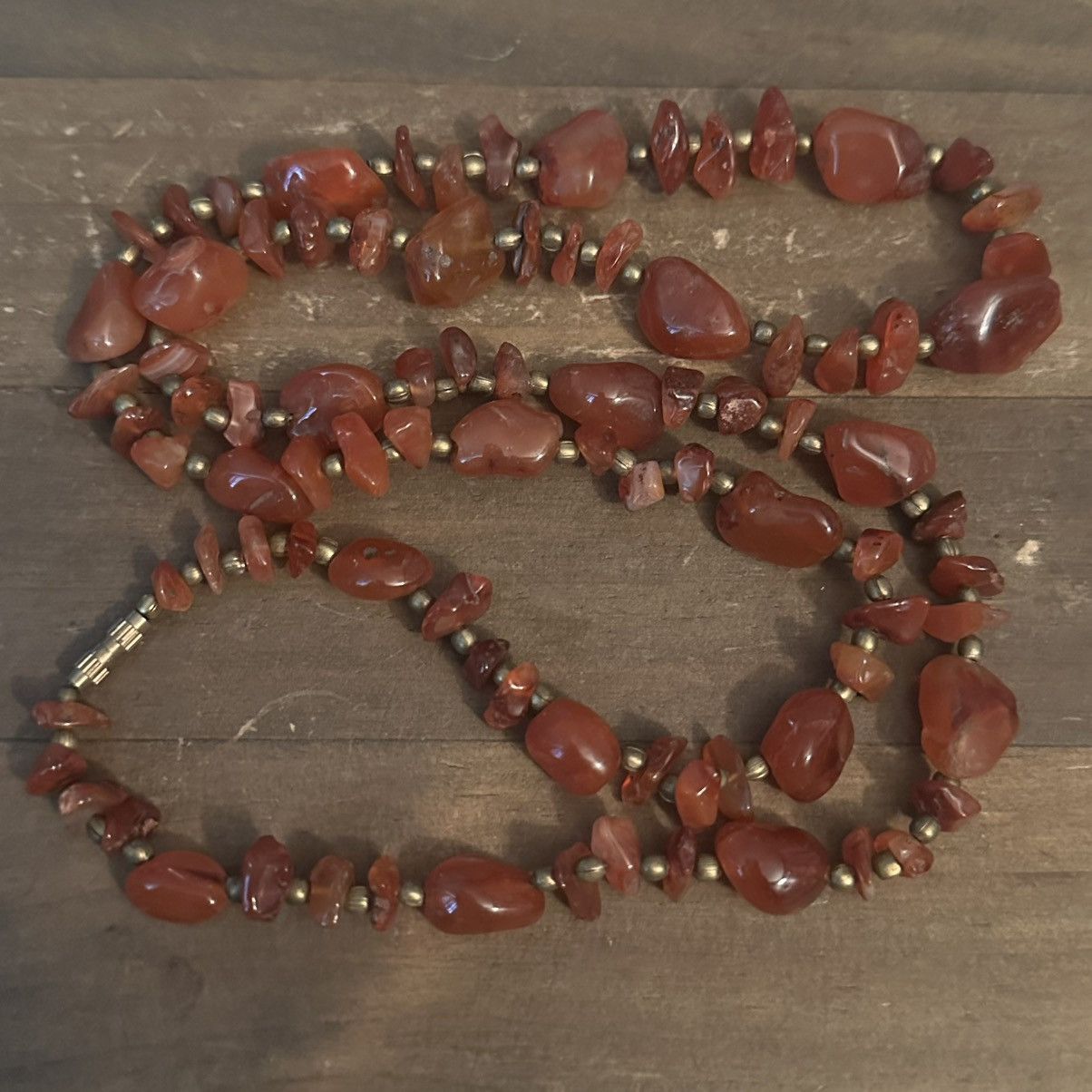 Vintage Vintage long polished Carnelian stone bead necklace Size ONE SIZE - 2 Thumbnail