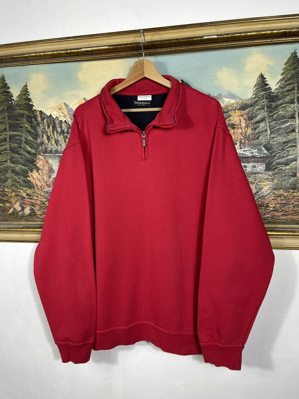 Vintage × Yves Saint Laurent YSL Yves Saint Laurent Zip 1/3 Half Sweatshirt Crewneck Size US XL / EU 56 / 4 - 3 Thumbnail