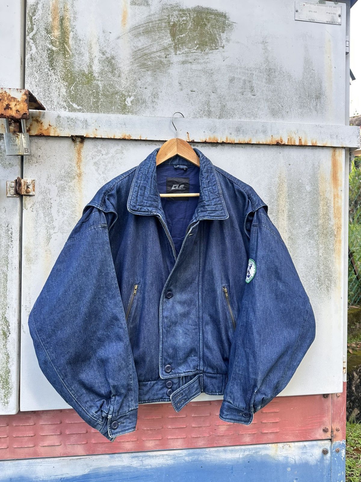 Vintage 👹Vintage Cle Man Baggy Denim Bomber Jacket Size US L / EU 52-54 / 3 - 4 Thumbnail