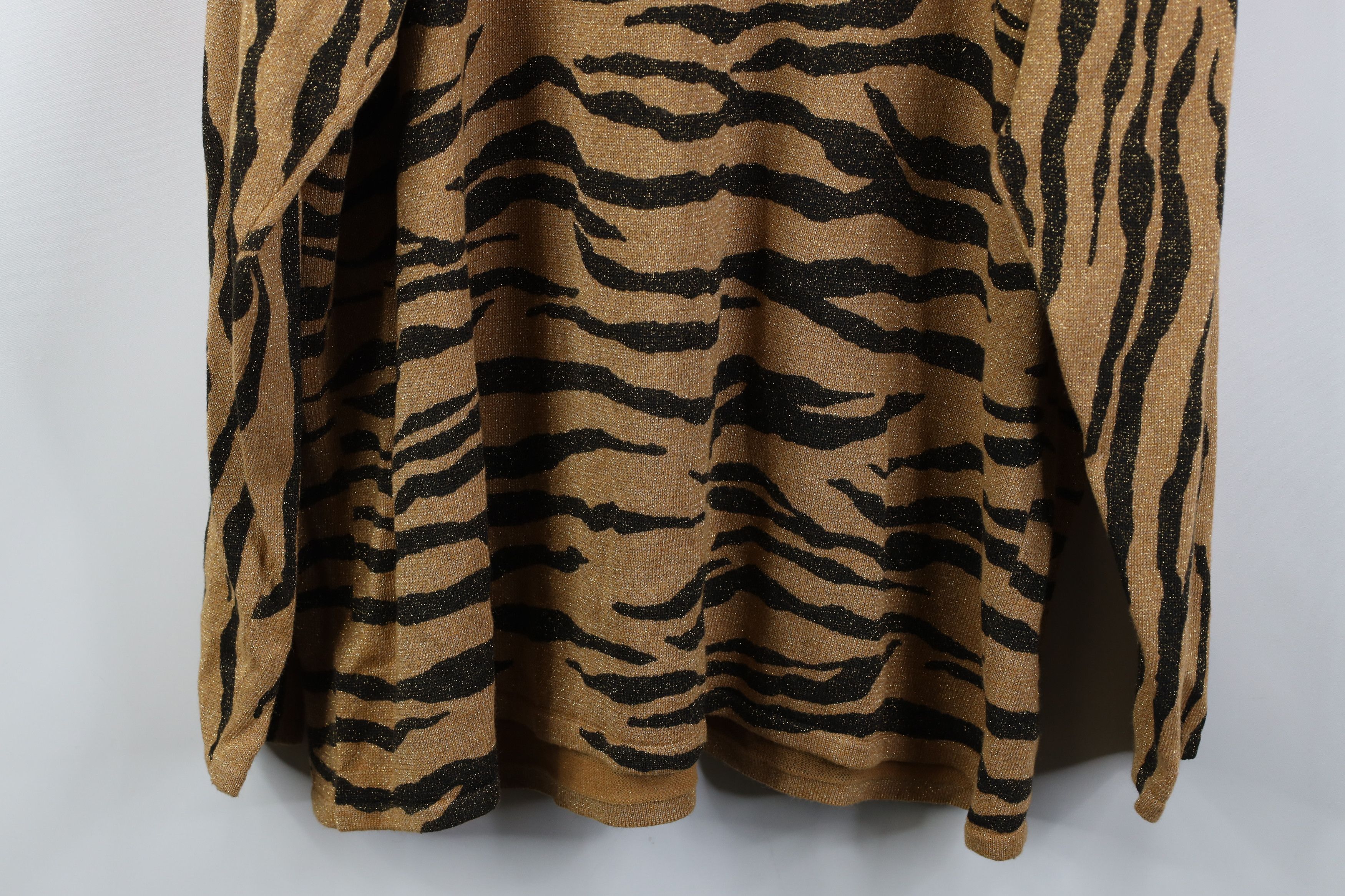 Vintage Vintage 90s Streetwear Tiger Stripe Knit Cardigan Sweater Size XXL / US 16-18 / IT 52-54 - 10 Thumbnail
