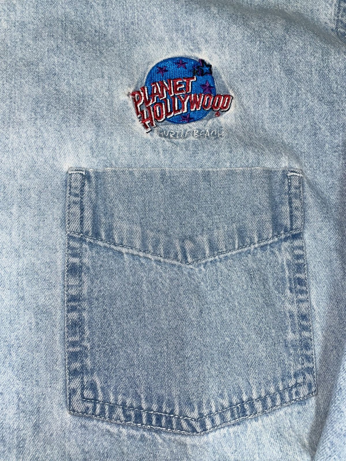 Vintage 1991 Denim Button Down Planet Hollywood Size US L / EU 52-54 / 3 - 3 Thumbnail
